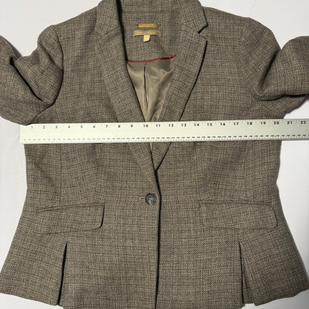 Talbots Womens Blazer Jacket 12P Taupe Gray Brown Tweed Single Button Wool Blend - Picture 9 of 10